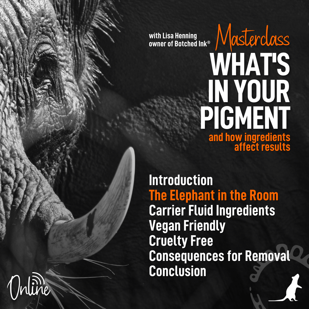 Pigments are MORE than organic, iron oxide or hybrid colours, they're in a carrier fluid Discover how ALL ingredients affect tattooing, healing, retention and removal